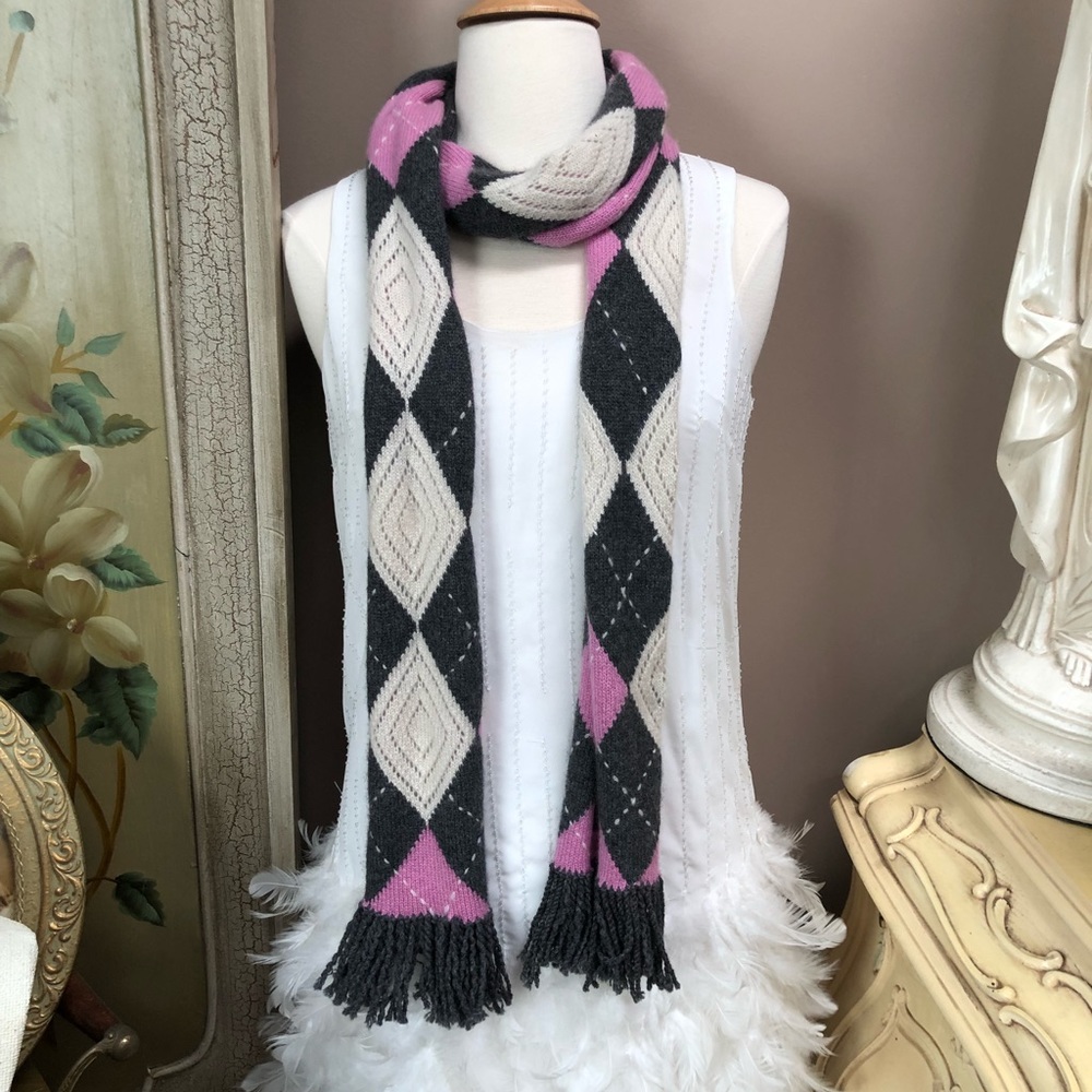 Pure cashmere pink gray cream color scarf 🧣